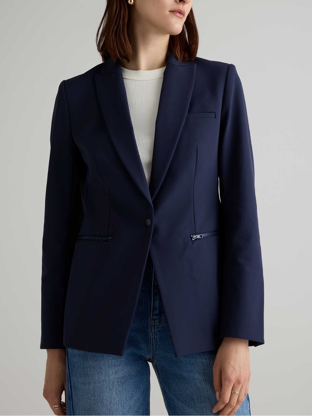 Quince Scuba Single-Breasted Convertible Blazer size M NWOT - Picture 2 of 12